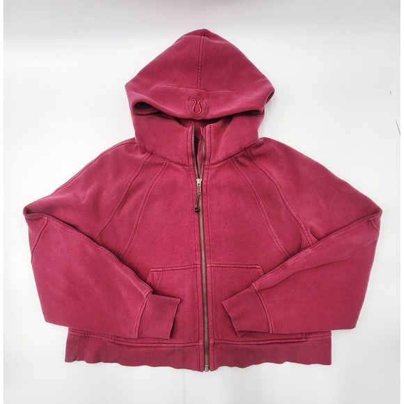 Vintage Cropped‎ Lululemon Hoodie Pink Oversized Y2K Athletic Full Zip M - Picture 4 of 14